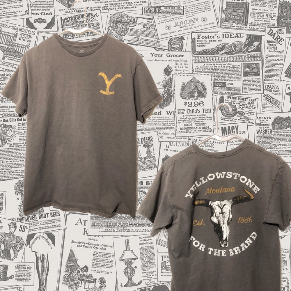 Gray Yellowstone Graphic Tee, Adult Size Medium